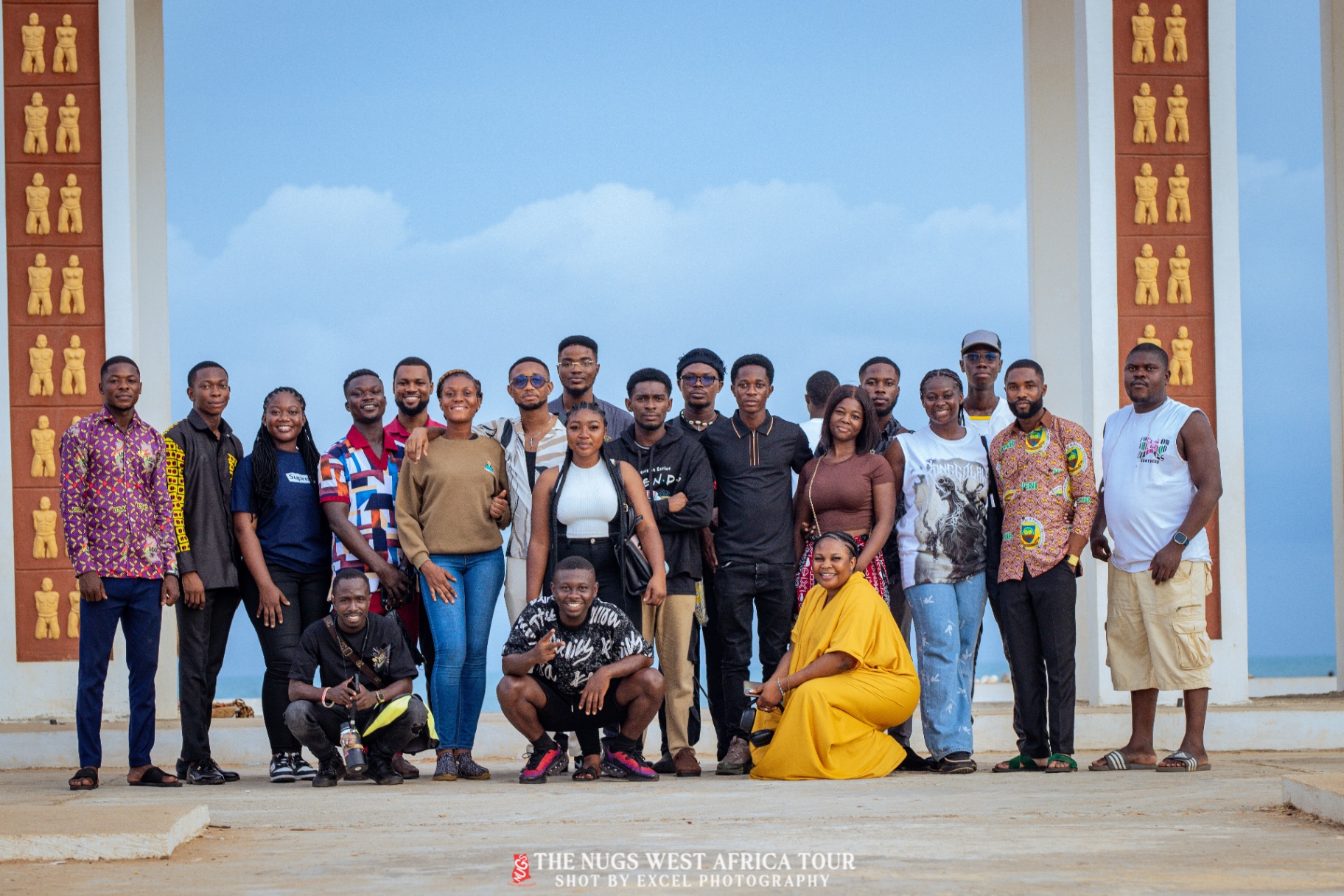 With students from Ghana at Ouidah during the West Africa Tour